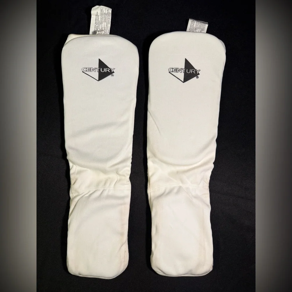 Century Arm and Shin Pads for Martial Arts. Kids Size. White. Slightly worn.